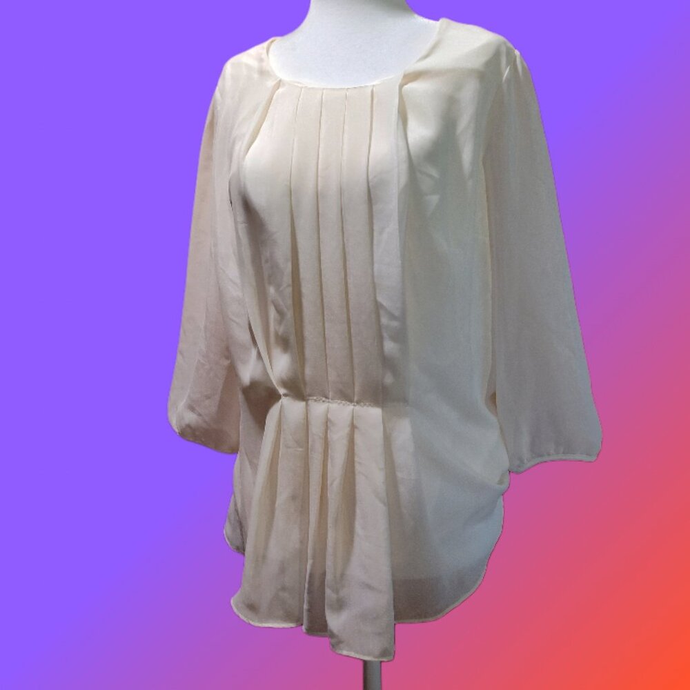 Chadwicks Women's White Pleated Front Blouse Size 8